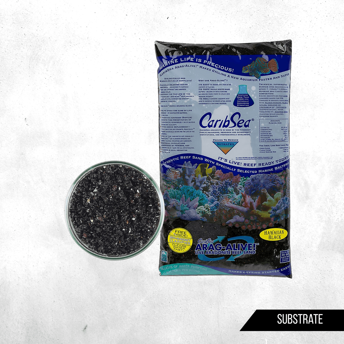 CaribSea Arag Alive Hawaiian Black Live Sand - 10 kg